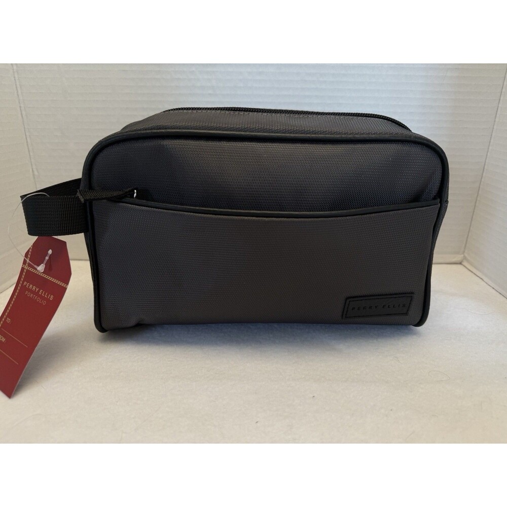 PERRY ELLIS PORTFOLIO Men's Grey  Travel Kit With Non Skid Bottle &  Handle New